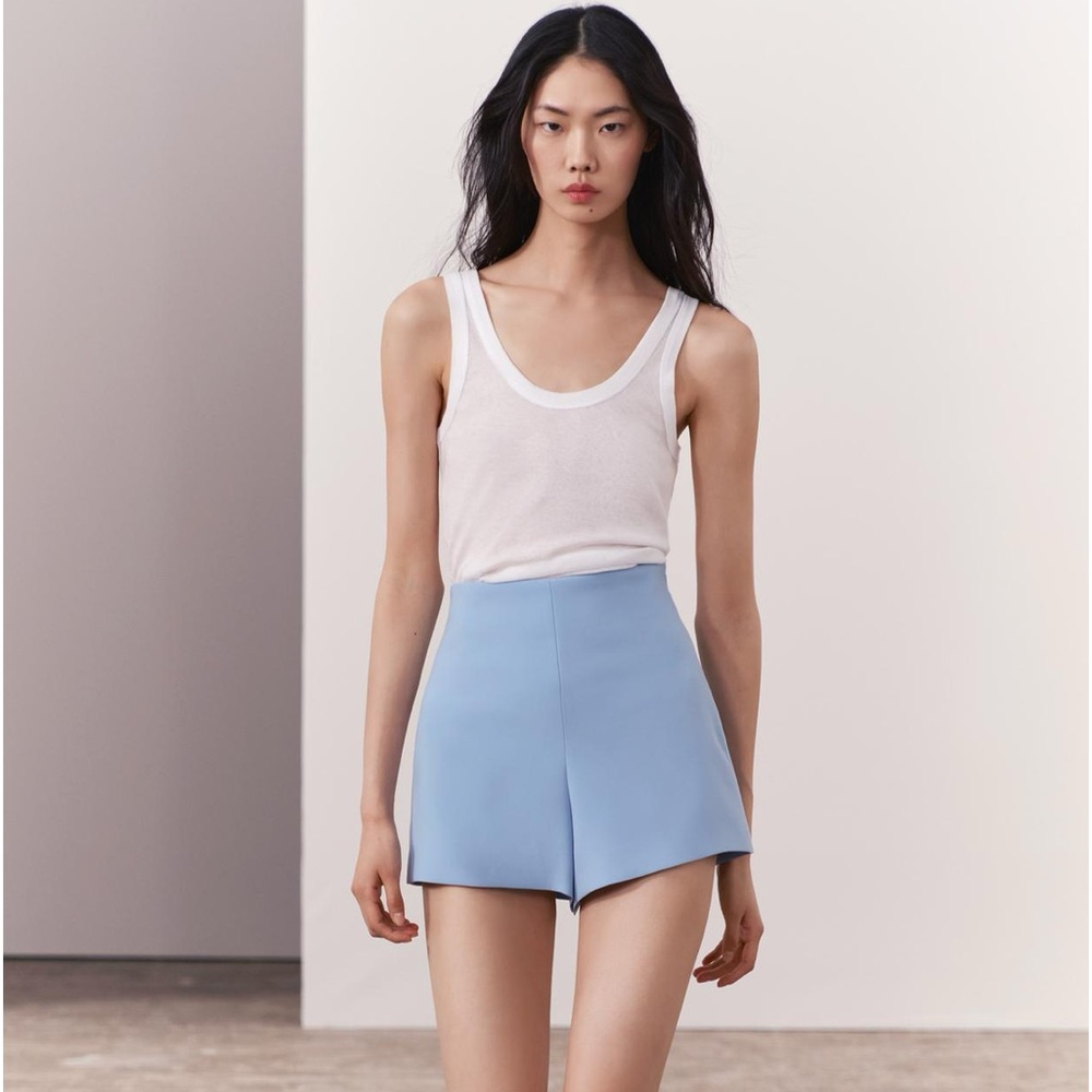 Zara Women's High Waist Shorts - Light Blue
